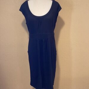 Boden Black cap sleeve dress,‎ Jersey Material, stretchy, pockets, size 14 Long